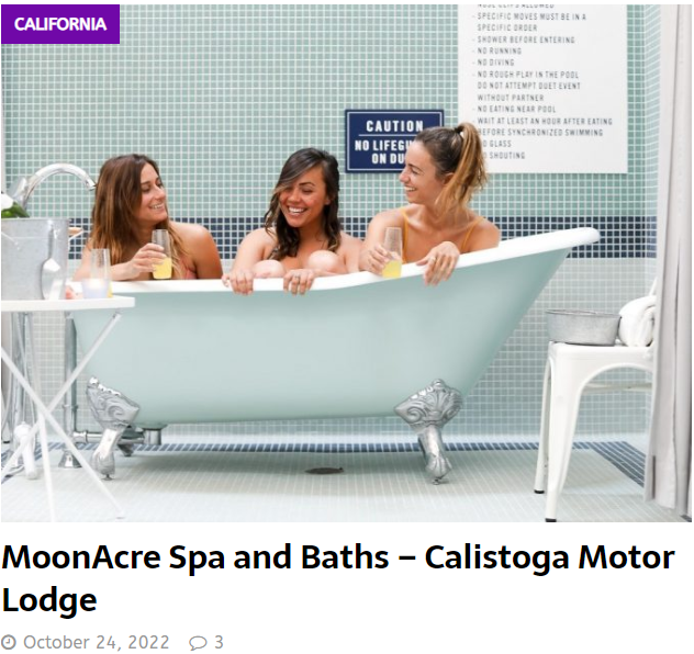 Women sitting together in a bathtub at MoonAcre Spa