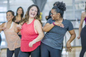 women participating in a zumba class